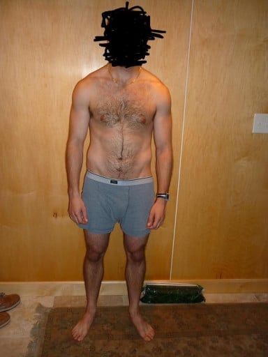 A before and after photo of a 5'10" male showing a snapshot of 167 pounds at a height of 5'10