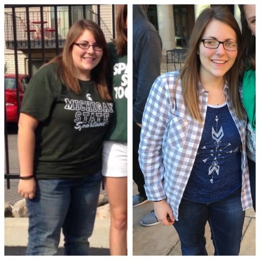 5 foot Female 55 lbs Weight Loss Before and After 190 lbs to 135 lbs