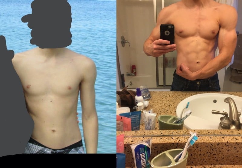 5 feet 9 Male Before and After 20 lbs Muscle Gain 135 lbs to 155 lbs