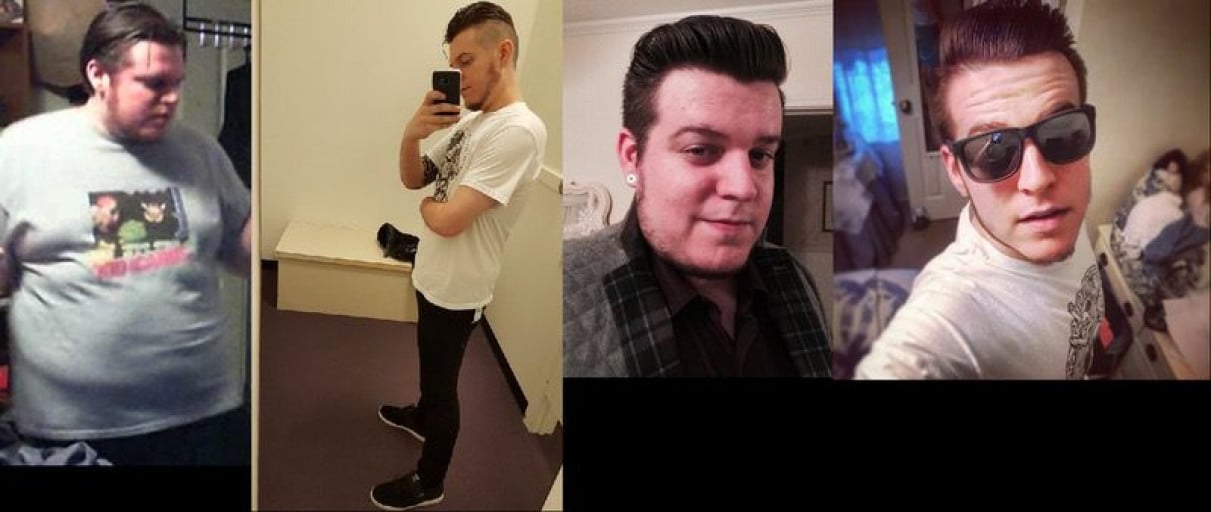 A progress pic of a 6'0" man showing a fat loss from 290 pounds to 198 pounds. A net loss of 92 pounds.