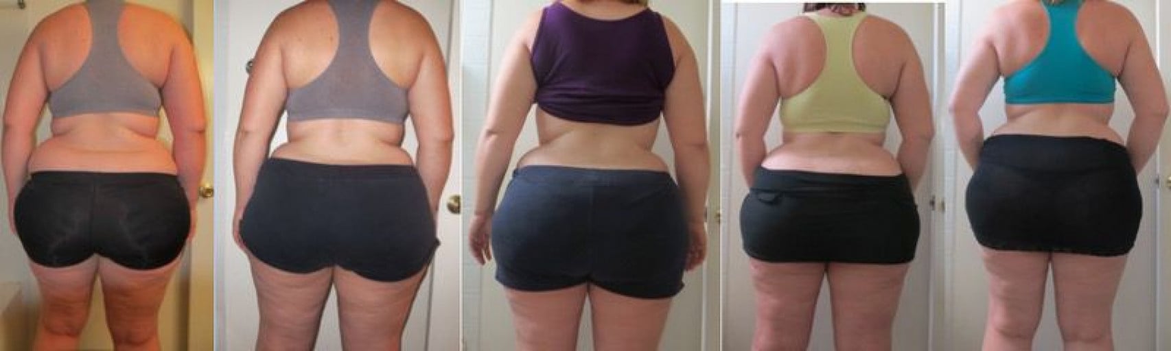 A picture of a 5'11" female showing a weight reduction from 282 pounds to 263 pounds. A net loss of 19 pounds.
