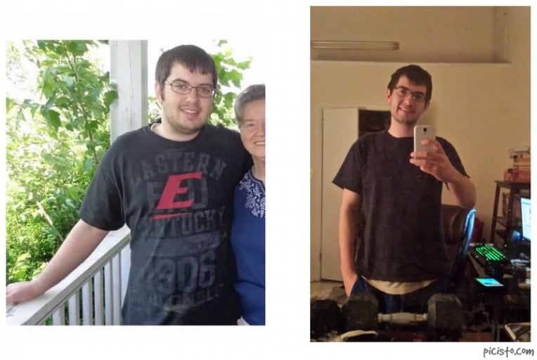 A picture of a 6'0" male showing a weight loss from 253 pounds to 183 pounds. A respectable loss of 70 pounds.
