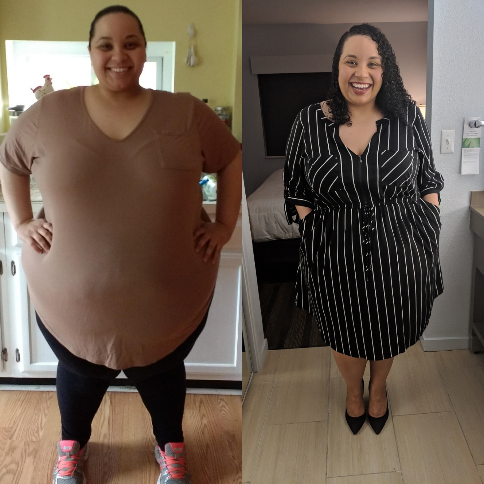 124 lbs Fat Loss Before and After 5 foot 3 Female 443 lbs to 319 lbs
