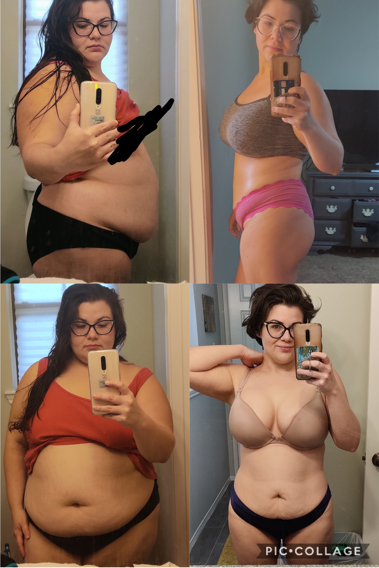 Before and After 70 lbs Fat Loss 5'3 Female 235 lbs to 165 lbs