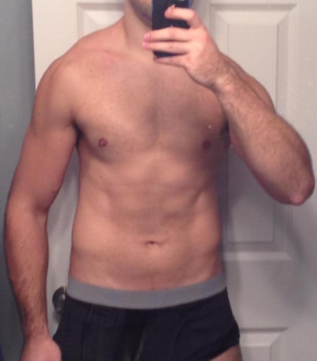A before and after photo of a 6'2" male showing a fat loss from 240 pounds to 185 pounds. A total loss of 55 pounds.