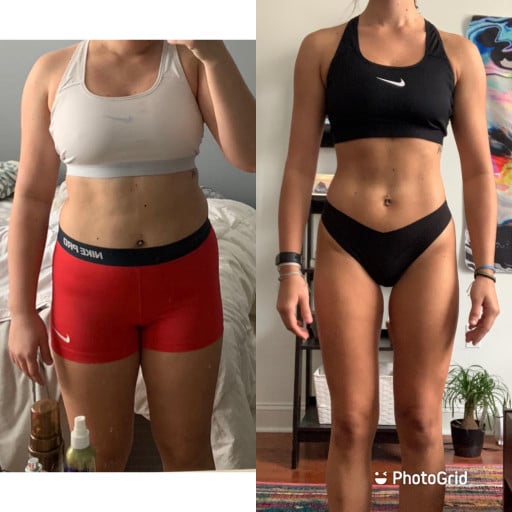 5 feet 6 Female 56 lbs Fat Loss Before and After 184 lbs to 128 lbs