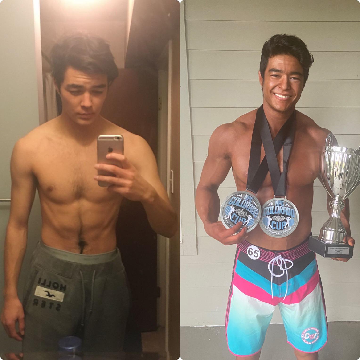 5'10 Male 45 lbs Muscle Gain Before and After 118 lbs to 163 lbs