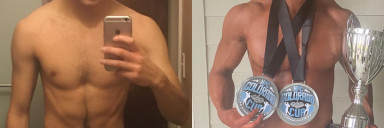 5'10 Male 45 lbs Muscle Gain Before and After 118 lbs to 163 lbs