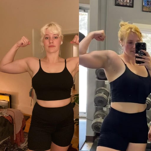 10 lbs Weight Gain Before and After 5 feet 6 Female 155 lbs to 165 lbs