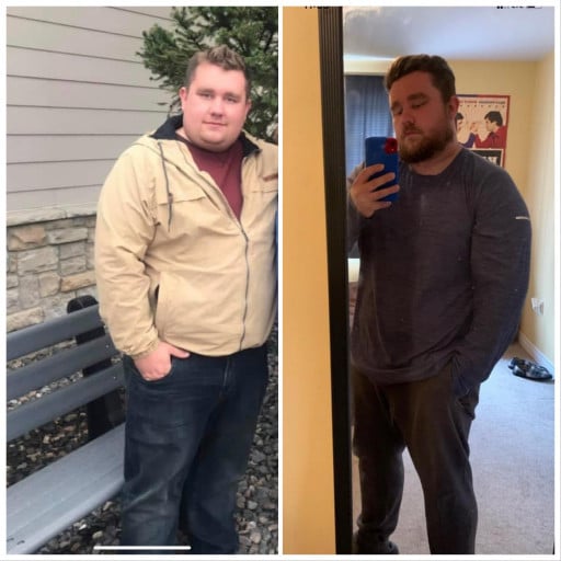 46 lbs Weight Loss Before and After 5 foot 7 Male 285 lbs to 239 lbs