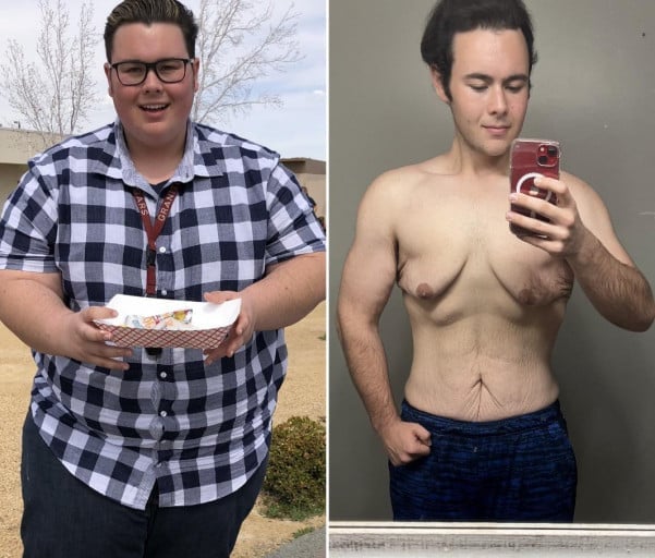 6 feet 1 Male Before and After 250 lbs Fat Loss 480 lbs to 230 lbs