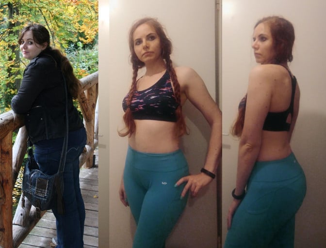 A picture of a 5'6" female showing a weight loss from 198 pounds to 132 pounds. A respectable loss of 66 pounds.