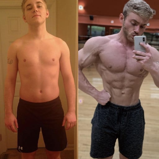 Before and After 70 lbs Weight Gain 6 feet 1 Male 150 lbs to 220 lbs