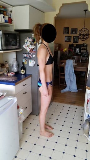 A photo of a 5'9" woman showing a snapshot of 125 pounds at a height of 5'9
