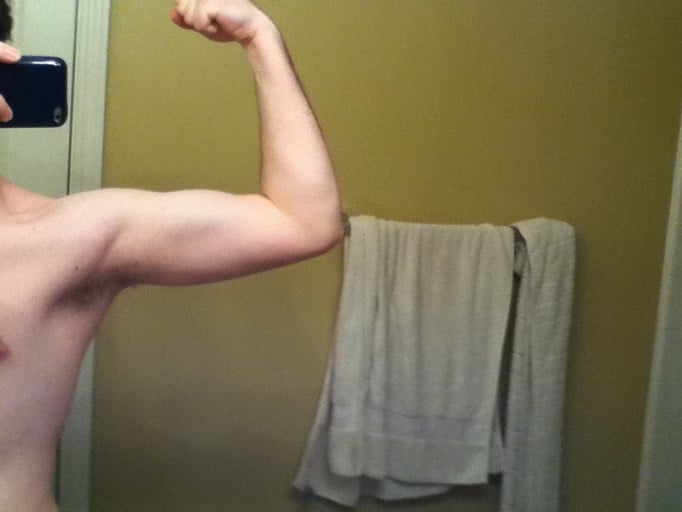 A before and after photo of a 6'0" male showing a muscle gain from 169 pounds to 178 pounds. A total gain of 9 pounds.