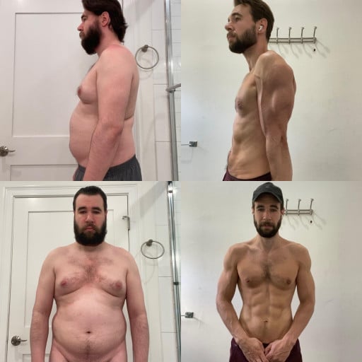 5 feet 11 Male Before and After 60 lbs Weight Loss 215 lbs to 155 lbs