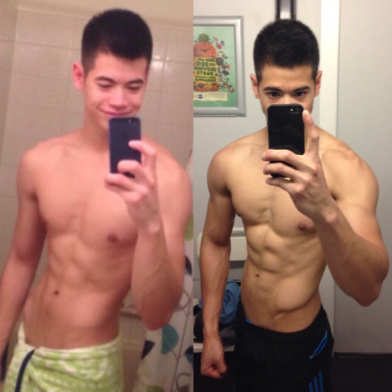 5'9 Male Before and After 16 lbs Muscle Gain 128 lbs to 144 lbs
