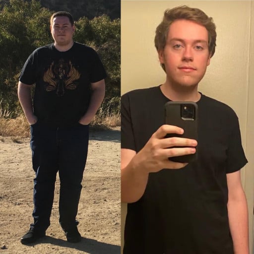 6'2 Male 95 lbs Weight Loss Before and After 290 lbs to 195 lbs