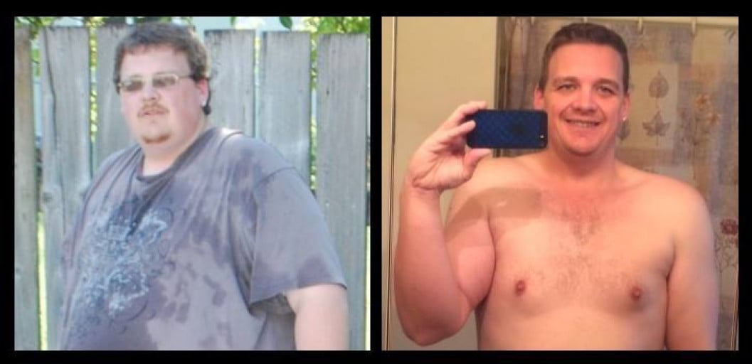 A picture of a 6'0" male showing a weight loss from 412 pounds to 250 pounds. A total loss of 162 pounds.