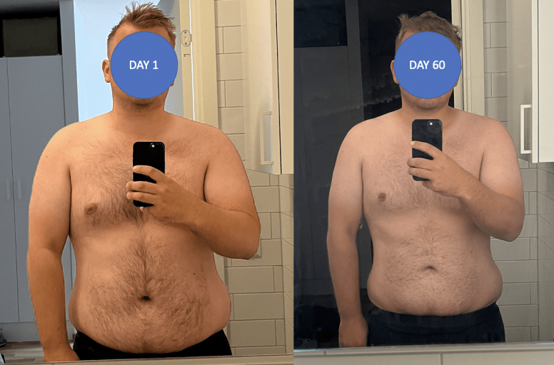A picture of a 5'9" male showing a weight loss from 114 pounds to 104 pounds. A respectable loss of 10 pounds.