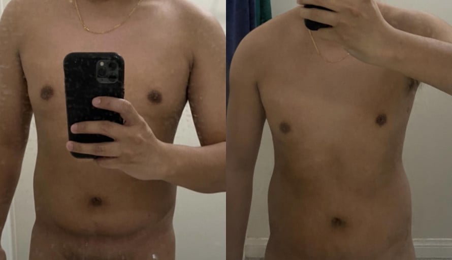 11 lbs Fat Loss Before and After 5 feet 4 Male 142 lbs to 131 lbs