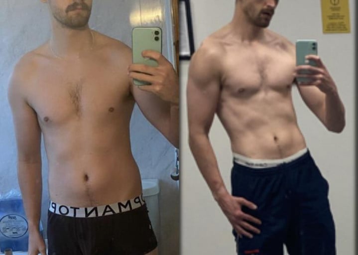 Before and After 17 lbs Weight Loss 6 foot 1 Male 178 lbs to 161 lbs