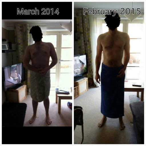 A progress pic of a 6'2" man showing a fat loss from 260 pounds to 211 pounds. A net loss of 49 pounds.