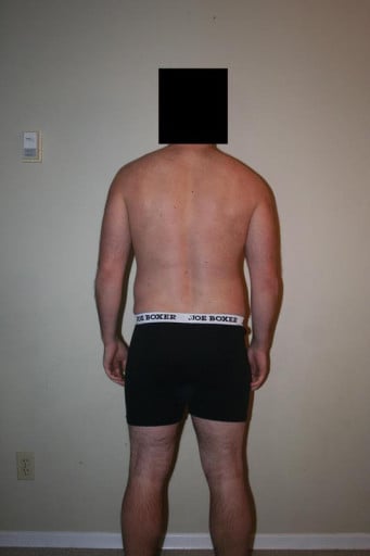 A before and after photo of a 5'10" male showing a snapshot of 200 pounds at a height of 5'10