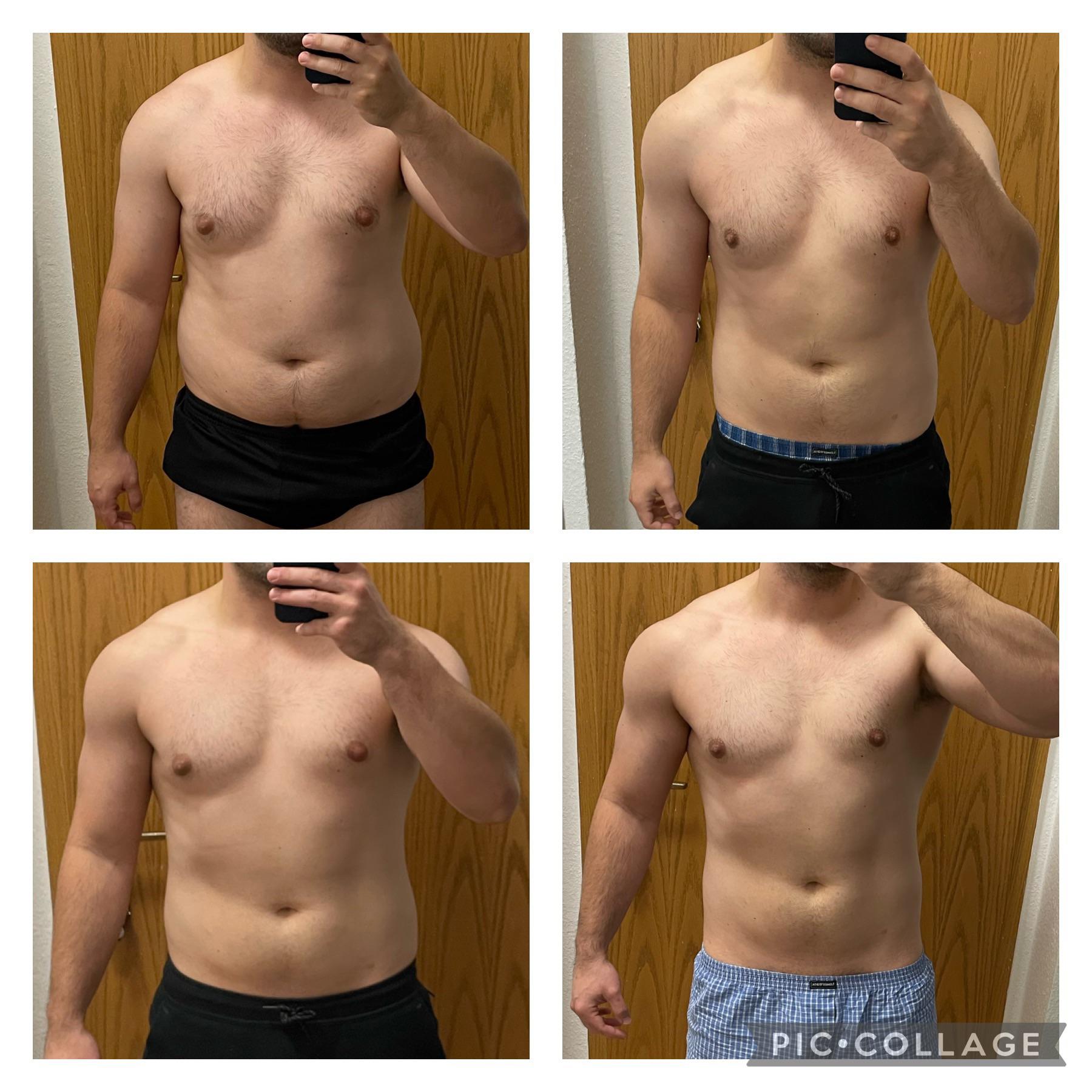 5 feet 8 Male Progress Pics of 33 lbs Weight Loss 220 lbs to 187 lbs
