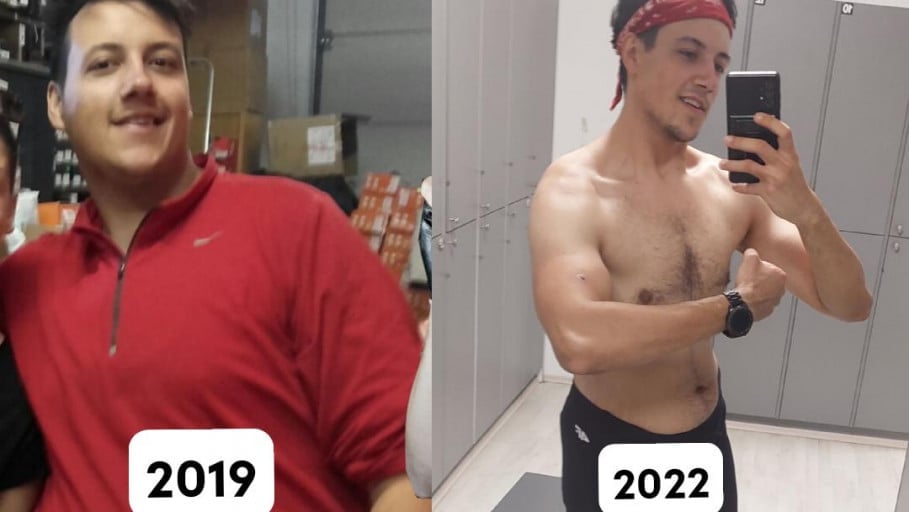 100 lbs Weight Loss Before and After 6 feet 2 Male 280 lbs to 180 lbs