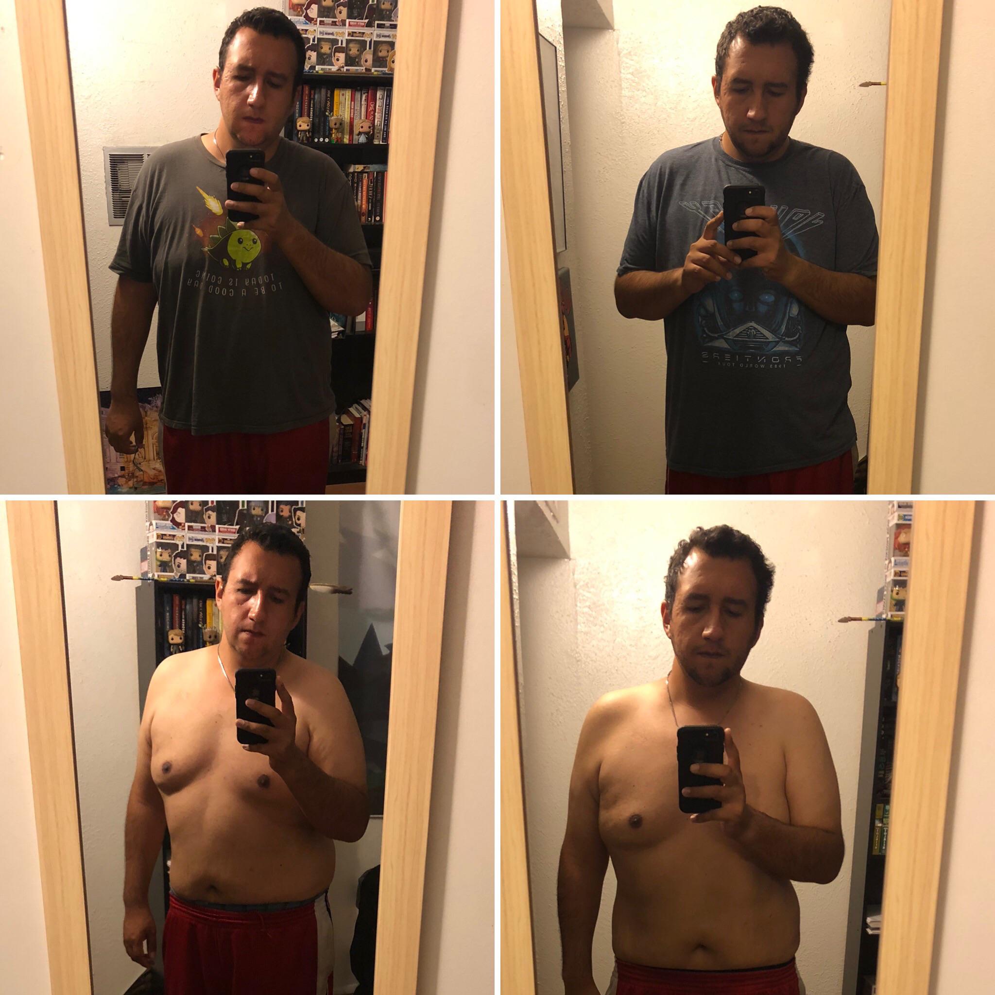 5 feet 10 Male 18 lbs Fat Loss Before and After 265 lbs to 247 lbs