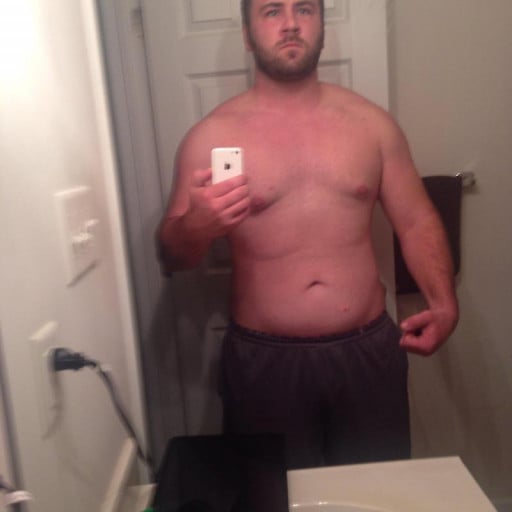 A before and after photo of a 6'0" male showing a fat loss from 290 pounds to 242 pounds. A net loss of 48 pounds.