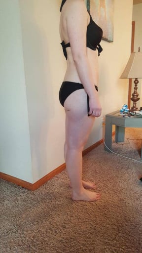 A progress pic of a 5'6" woman showing a snapshot of 148 pounds at a height of 5'6