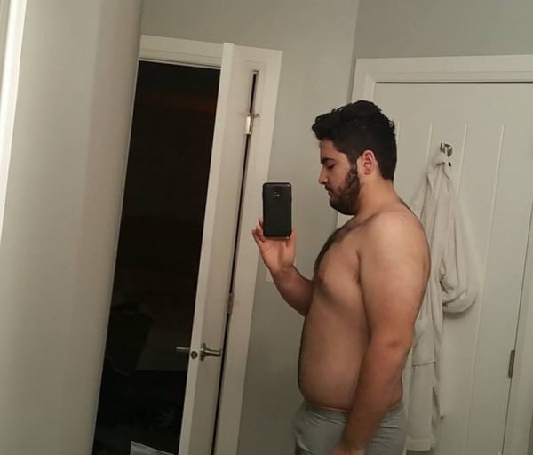 A before and after photo of a 5'11" male showing a fat loss from 297 pounds to 259 pounds. A respectable loss of 38 pounds.