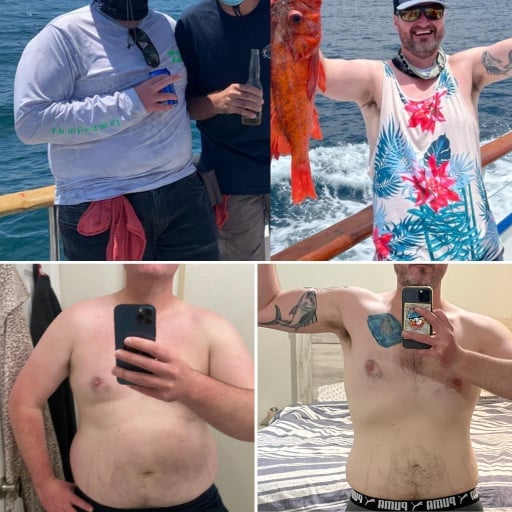 Before and After 74 lbs Weight Gain 6 foot Male 272 lbs to 346 lbs