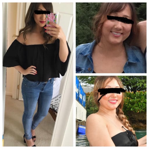 40 lbs Fat Loss Before and After 5 feet 6 Female 170 lbs to 130 lbs