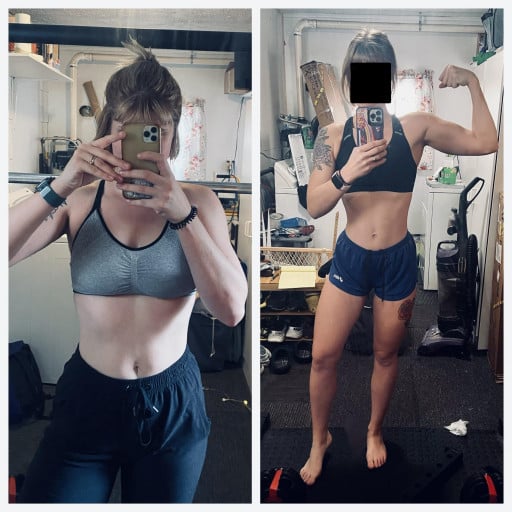 15 lbs Weight Loss Before and After 5'5 Female 150 lbs to 135 lbs