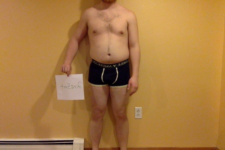 A before and after photo of a 5'9" male showing a snapshot of 200 pounds at a height of 5'9