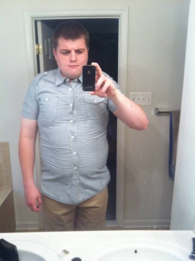A picture of a 6'2" male showing a weight loss from 305 pounds to 260 pounds. A respectable loss of 45 pounds.