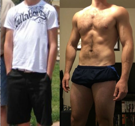 6'3 Male Progress Pics of 80 lbs Muscle Gain 140 lbs to 220 lbs