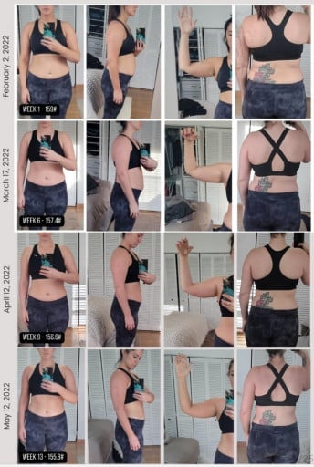 Progress Pics of 5 lbs Weight Loss 5'5 Female 160 lbs to 155 lbs