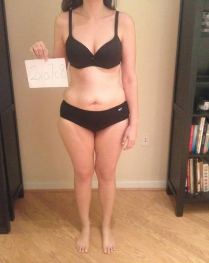 A before and after photo of a 5'11" female showing a snapshot of 179 pounds at a height of 5'11