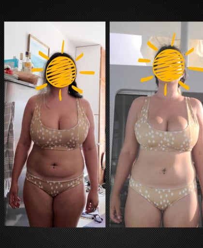 5'3 Female 29 lbs Fat Loss Before and After 174 lbs to 145 lbs