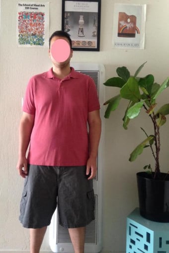 A photo of a 6'0" man showing a weight cut from 427 pounds to 267 pounds. A respectable loss of 160 pounds.