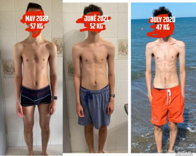 5 foot 9 Male Progress Pics of 22 lbs Muscle Gain 104 lbs to 126 lbs
