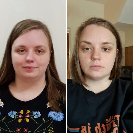 5'6 Female 16 lbs Fat Loss Before and After 276 lbs to 260 lbs