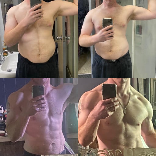 Before and After 50 lbs Weight Loss 5 foot 9 Male 220 lbs to 170 lbs