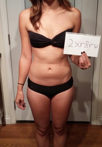 A picture of a 5'6" female showing a snapshot of 125 pounds at a height of 5'6