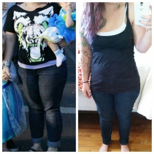 4 feet 11 Female 14 lbs Fat Loss Before and After 159 lbs to 145 lbs