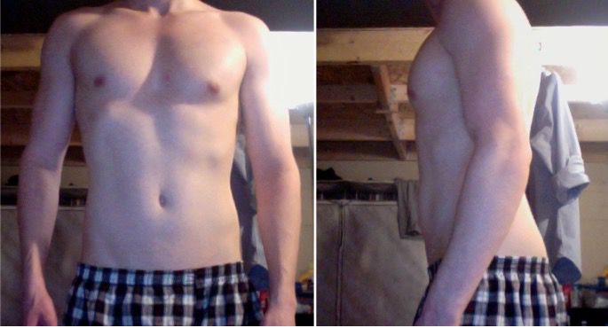 6 feet 3 Male 42 lbs Muscle Gain Before and After 163 lbs to 205 lbs